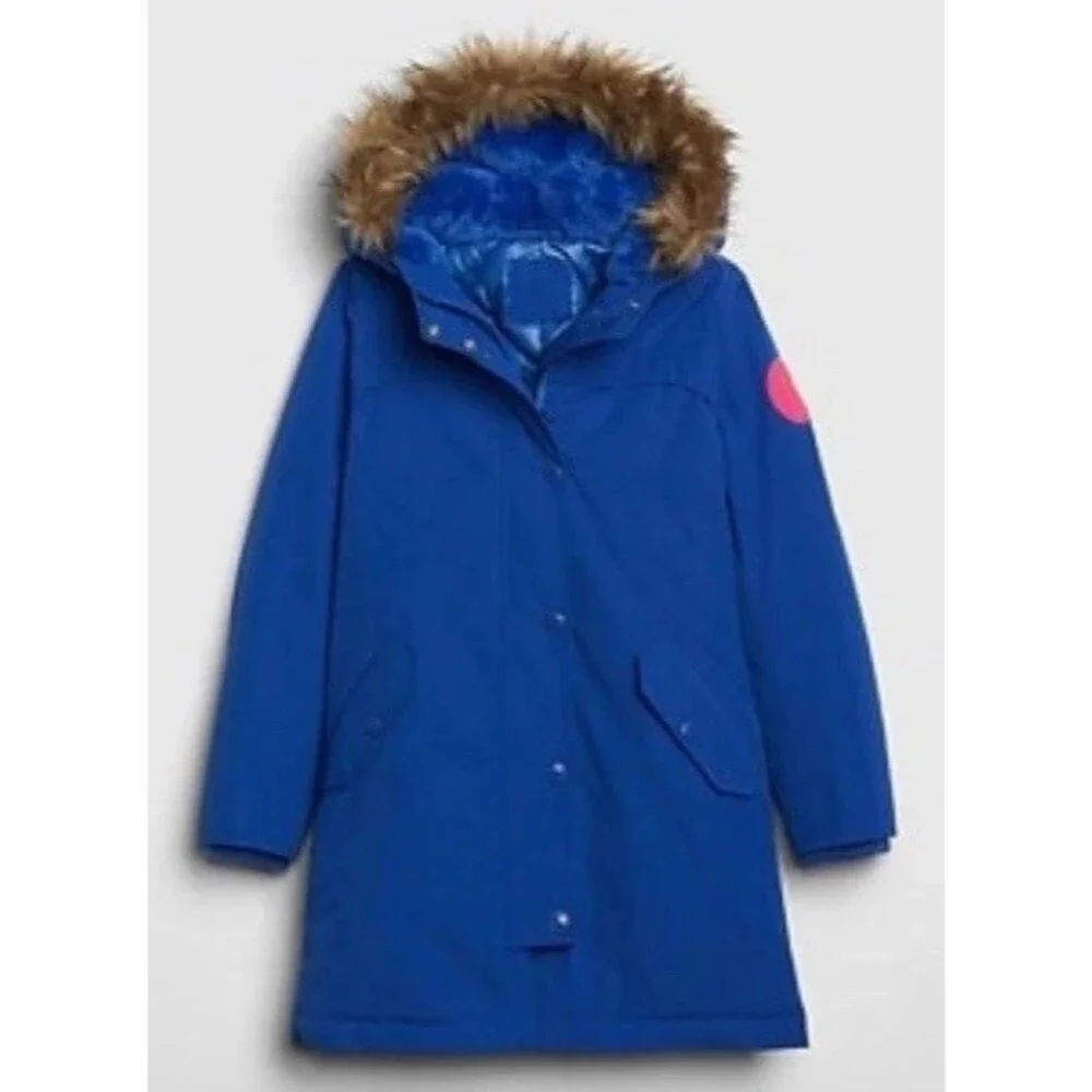 Gap Kids Girl Cold Control Ultra Max Down Parka Coat Blue Size Lg